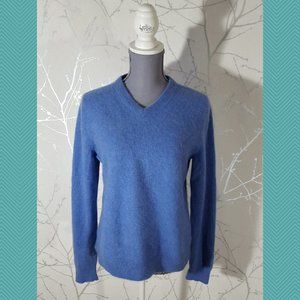 Black Brown 1826 Blue Fuzzy Cashmere V-Neck Sweater